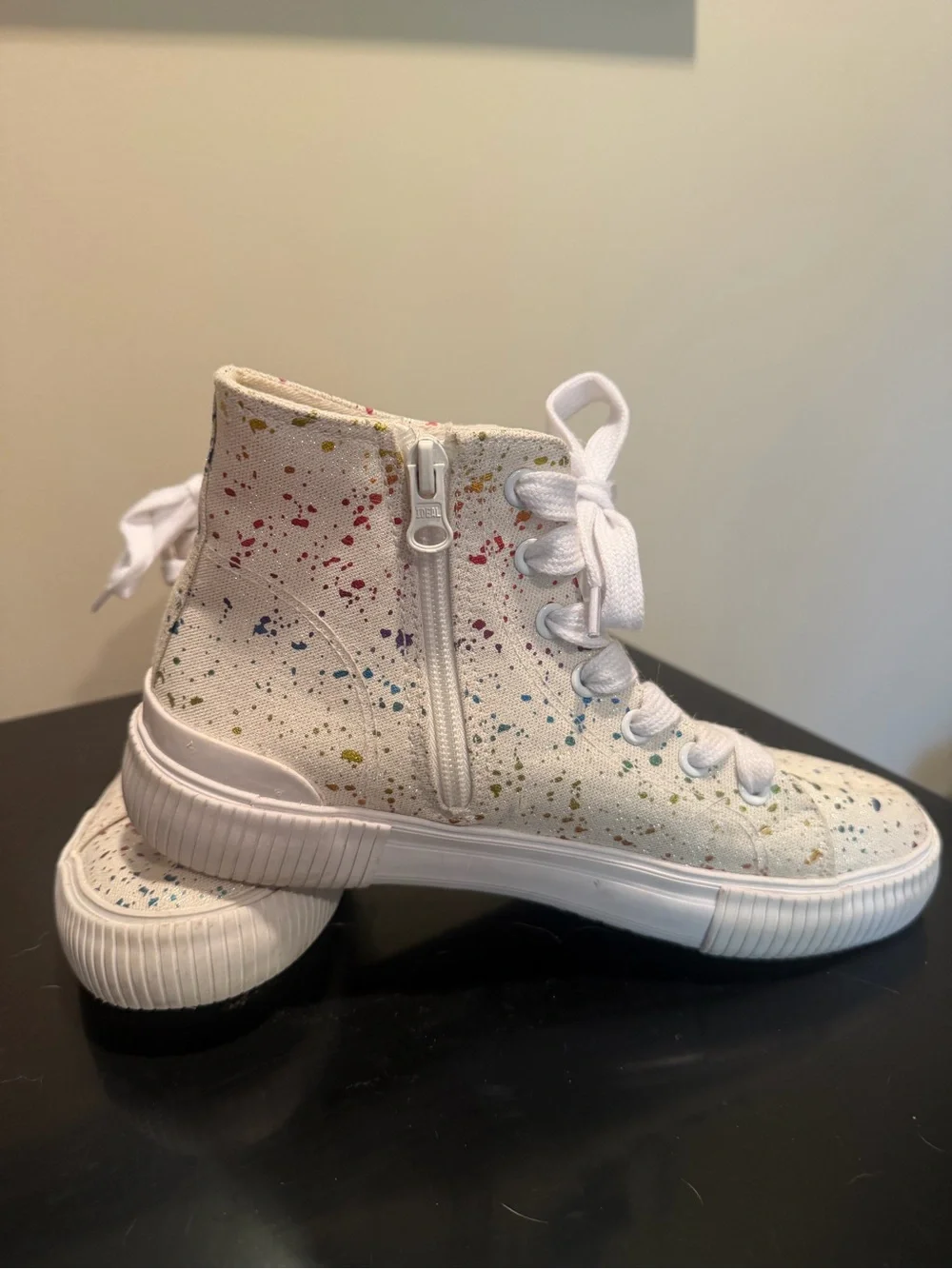 Cat & Jack White High-Top Sneakers with Multicolor Paint Splatters